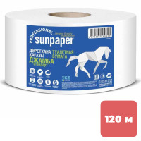 Туалетная бумага рулонная Sunpaper Jumbo Standart, 120 метров, 2-х слойная, белая