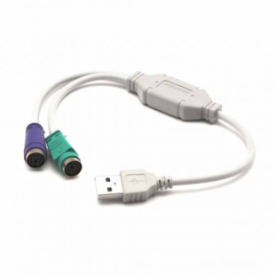 Адаптер Delux DLA-2P, USB на PS/2, 2 порта, (клавиатура + мышь)