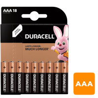 Батарейки Duracell мизинчиковые AAA LR03, 1.5 V, 18 шт./уп., цена за упаковку