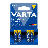 Батарейки Varta LONGLIFE Power Micro мизинчиковые AAA LR03, 1.5V, 4 шт./уп, цена за упаковку
