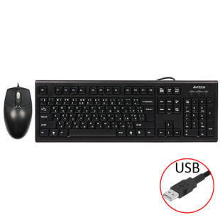 A4tech Клавиатура KRS-8572,проводной комплeкт(KRS85USB/Black+OP720USB/Black),USB,чёрный.