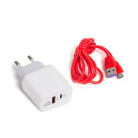 Универсальное зарядное устройство Ldnio A2421C, 1*USB-A, 1*USB-C, Type-С, 1 м, белый