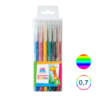 Набор шариковых цветных ручек ArtSpace, 0,7 мм, 6 шт в упаковке, ассорти