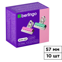 Қағазға арналған бульдог-қысқышы Berlingo, 57 мм, 10 дана, түрлі-түсті