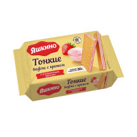 Вафли Яшкино "Тонкие с кремом с клубничным вкусом", 144 гр