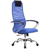 Кресло для руководителя Метта SU-BK-8 CH, ткань, сетка, хром, синее