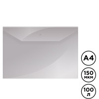 Папка-конверт с кнопкой OfficeSpace, А4, 150 мкм, прозрачная