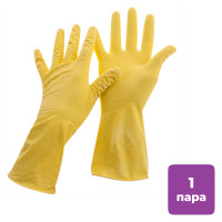 Перчатки для уборки OfficeClean Стандарт+, 1 пара, супер прочные, размер L, латекс, желтые