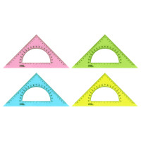 Треугольник Стамм, длина 16 см, 45°, с транспортиром, прозрачный, ассорти