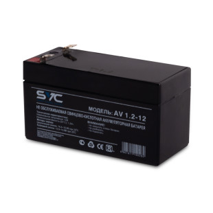 Аккумуляторная батарея SVC AV1.2-12, 12В, 1,2 Ач, размер 97*43*52 мм, черная