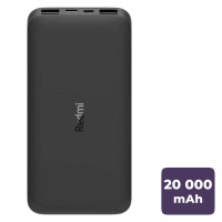 Портативное зарядное устройство Xiaomi Redmi, 20000 mAh, напряжение 74 Вт, черное