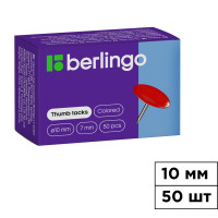 Кнопки канцелярские Berlingo, 50 шт, металлические, цветные 