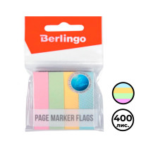 Закладки самоклеящиеся Berlingo, бумажные, 50*12 мм, 4 пастельных цвета, 400 листов