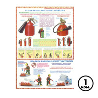 Плакат по ТБ "Первичные средства пожаротушения", размер 400*600 мм, комплект из 3-х плакатов