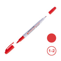 Маркер перманентный Crown "Multi Marker Twin", двухсторонний, ширина линии 1-2 мм, красный