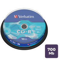Диск CD-R Verbatim, 700 Mb, 52х, 10 шт/упак