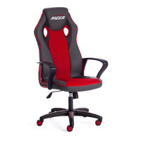 Игровое компьютерное кресло Racer, искусственная кожа/ткань, черно-красный
