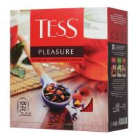 Чай Tess Pleasure, черный, с шиповником и яблоком, 100 пакетиков