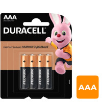 Батарейки Duracell мизинчиковые AAA LR03/MN2400,1.5 V, 4 шт./уп., цена за упаковку