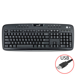Keyboard KB-220E, USB, Black, eng/rus/kaz, CB, Genius.