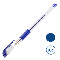 Ручка гелевая OfficeSpace, 0,5 мм, синяя, с резиновом грипом, цена за штуку