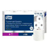 Туалетная бумага Tork Premium в стандартных рулонах, 3-х слойная, 8 шт/уп, белая