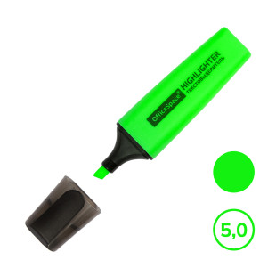 Текстмаркер OfficeSpace, скошенный наконечник 1-5 мм, на водной основе, зеленый, цена за штуку