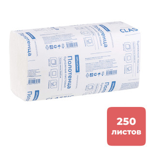 Полотенца бумажные OfficeClean Professional, 250 шт, 1-слойные, 23*23 см, V-сложение, белые