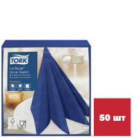 Салфетки Tork Premium Linstyle, 1-слойные, 50 шт., размер листа 39*39 см, темно-синие