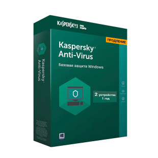 Антивирус Kaspersky Anti-Virus 2020, 2 пользователя, продление на 1 год, Box
