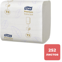 Туалетная бумага листовая Tork Premium Extra Soft, 252 л., 2-х слойная, размер листа 11*19 см, белая