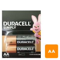 Батарейки Duracell Simply, пальчиковые AA LR6, 1,5 V, 2 шт. в блистере