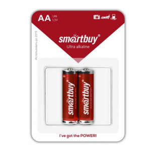 Батарейки Smartbuy пальчиковые АA LR6 15A, 1.5V, алкалиновые, 2 шт./уп, цена за упаковку
