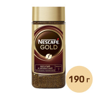 Кофе растворимый Nescafe Gold, 190 гр, стеклянная банка
