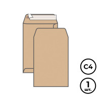 Конверт-пакет вертикальный UltraPac, формат С4 (229*324 мм), крафт, отрывная лента