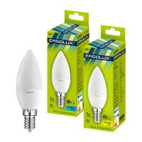 Лампа светодиодная Ergolux LED-C35-7W-E14-4K, 7 Вт, 4500K, холодный белый свет, E14, форма свеча