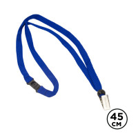Шнурок для бейджа Brauberg, длина 45 см, с безопасным сцеплением, металлический клип, синий