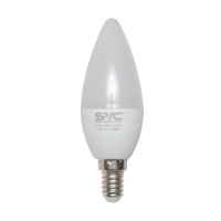 Лампа светодиодная SVC C35-7W-E14-6500K, 7 Вт, 6500, холодный белый свет, E14, форма свеча