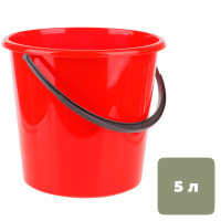 Ведро пластиковое OfficeClean, 5 литров, пищевой пластик, красное