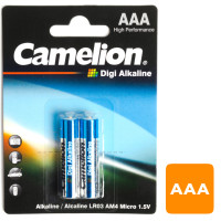 Батареялар Camelion Digi Alkaline шынашақты AAA LR03-BP2DG, 1.5V, қаптамада 2 дана, баға бір қаптамасы үшін