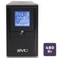 ИБП SVC V-800-L-LCD, 800ВА/480Вт, черный
