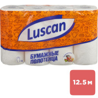 Полотенца бумажные Luscan, 2-х слойные, 4 рулона в упаковке, 12,5 м, белые