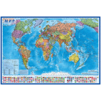 Политическая карта Мира Globen, масштаб 1:15 500 000, 1990*1340 мм, интерактивная, ламинированная