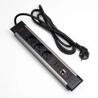 Настольный блок Shelbi SDO2-MULT10-B, 3 розетки 200B, 1 USB, 1 Type-C, RJ45, HDMI, черный
