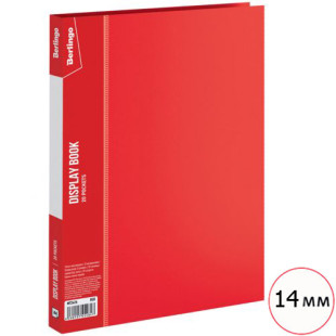 Папка файловая на 20 файлов Berlingo, А4 формат, корешок 14 мм, красная