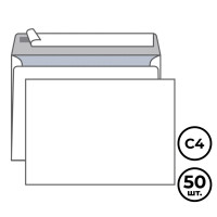 Көлденең конверт KurtStrip, пішімі C4 (229*324 мм), ақ, ішкі мөрлеу, 50 дана/қапт