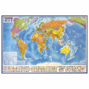 Политическая карта Мира Brauberg, масштаб 1:28 000 000, 1170*800 мм, интерактивная, ламинированная