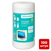 Туба с влажными чистящими салфетками для экранов OfficeClean, 100 шт/туба