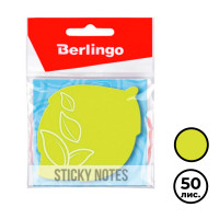 Блок самоклеящийся фигурный Berlingo "Лист", 50 листов, 70*70 мм, НЕОН, зеленый