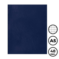Тетрадь BG, A5, 48 листов, в клетку, на скрепке, бумвинил, синий